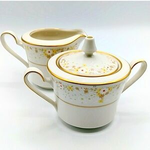 🎷HP! Noritake Ivory China, Creamer and Sugar Bowl "fragrance 7025". Japan